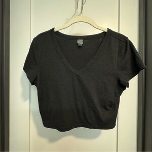 Wild Fable Black V-Neck Crop Top